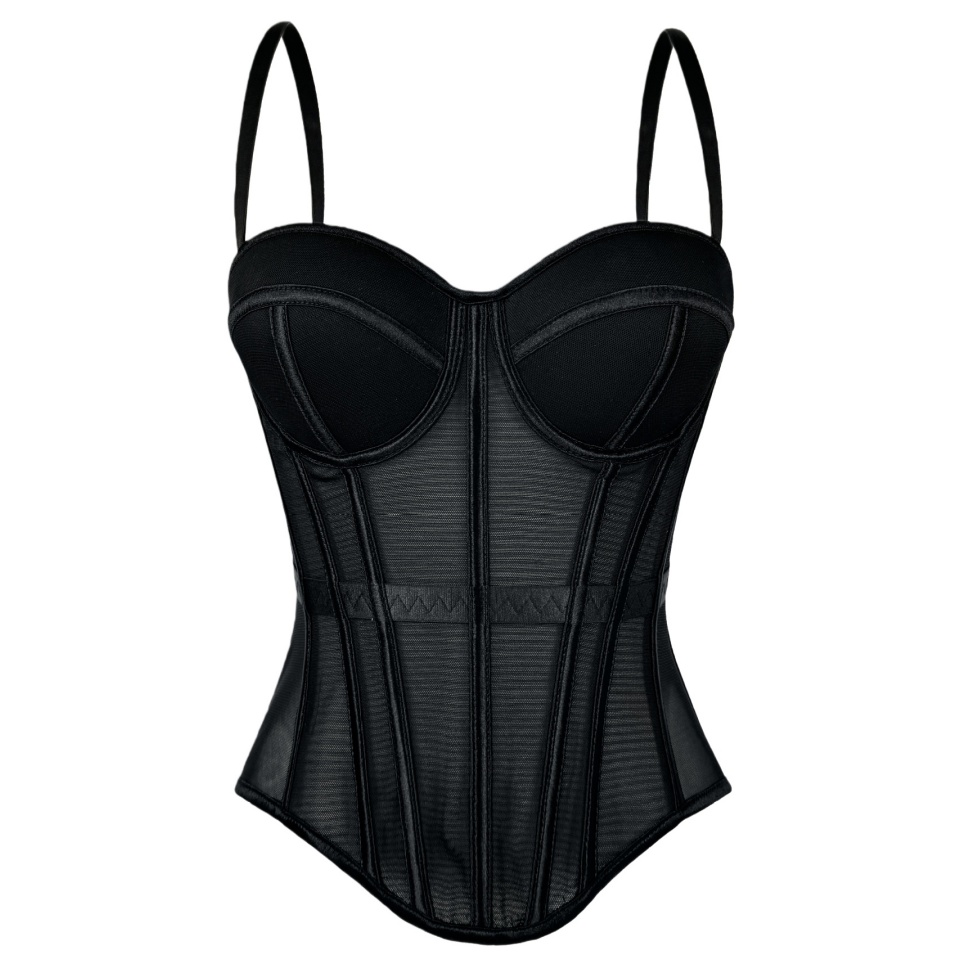 Elegant Burgundy Corset Top Sexy Mesh Fishbone Crop Top Fashion Short Camisole